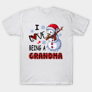 Chirstmas Snowman I Love Being A Grandma T-Shirt